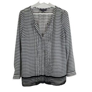 A Pea in the Pod Small Maternity Button up Sheer Blouse Long Sleeve Stripes